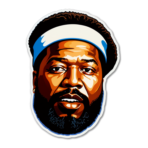 Autocollant inspiré de Larry Hoover avec un fond artistique et des symboles de paix
