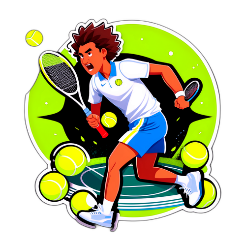 Иллюстрация на корте с ракеткой