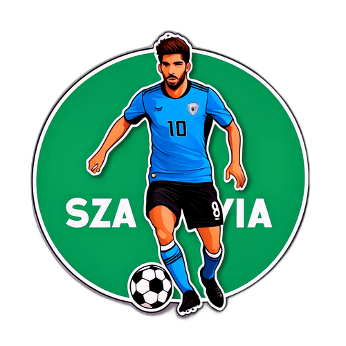 A adesivo com o ícone de um jogador de futebol e o nome Lucas Silva