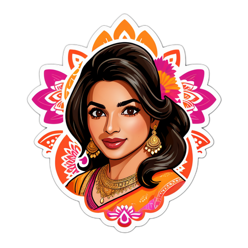 Autocollant de Priyanka Chopra avec éléments de culture indienne