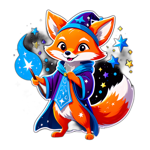 Mapaglarong Fox na Nakasuot ng Damit ng Wizard