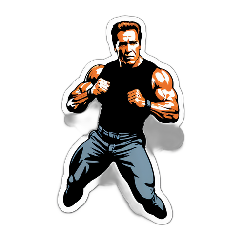 Autocolant cu Arnold Schwarzenegger în Acțiune