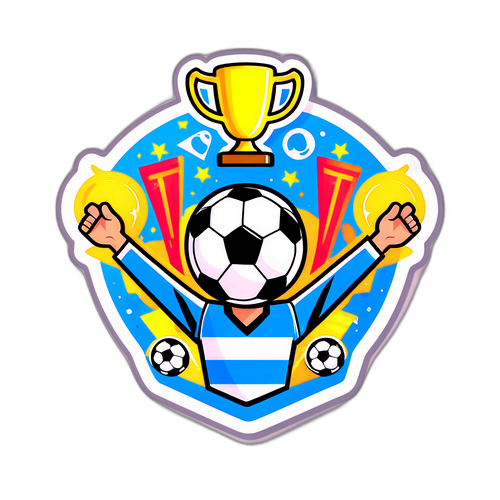 Sticker piłkarski z motywem pucharu
