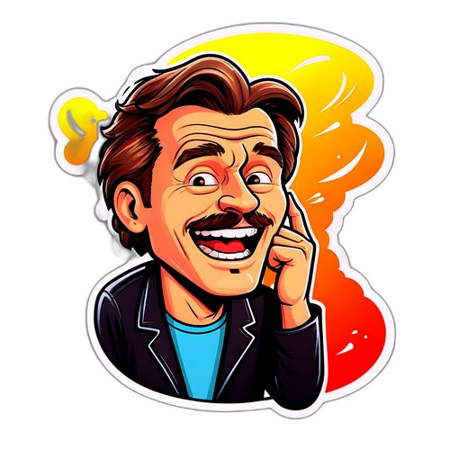 Zábavná nálepka s komiksovou postavou Michala Suchánka