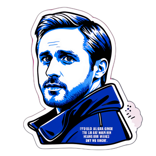 Иллюстрация Райана Гослинга с цитатами из его лучших фильмов