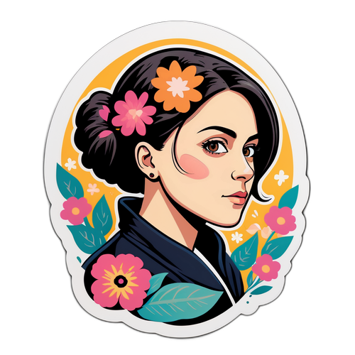 Gemma Galgani con sfondo floreale