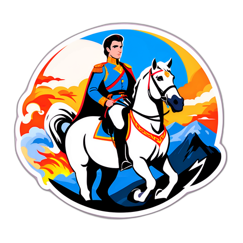 Un prince sur un cheval blanc sous un ciel flamboyant