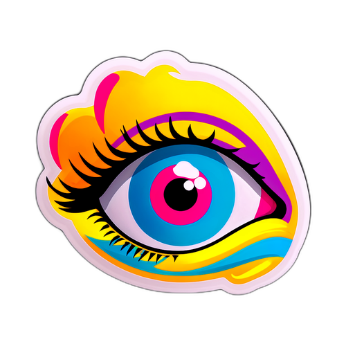 Jasno kolorowa naklejka z okiem