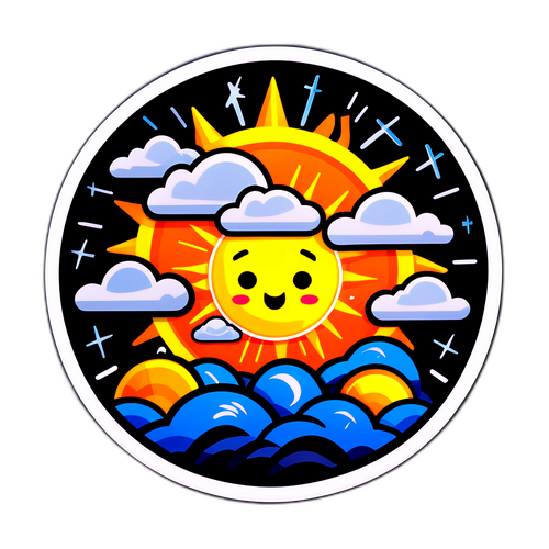 Sticker de clima: Sol y tormenta