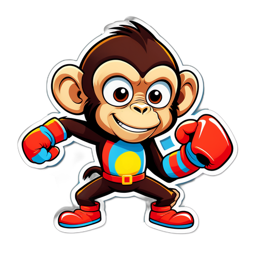 Masiglang Cartoon Monkey na Naka-Punching Glove