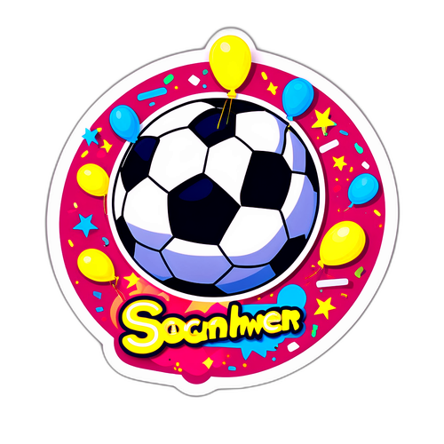 Stiker Kartun Bola Sepak yang Ceria