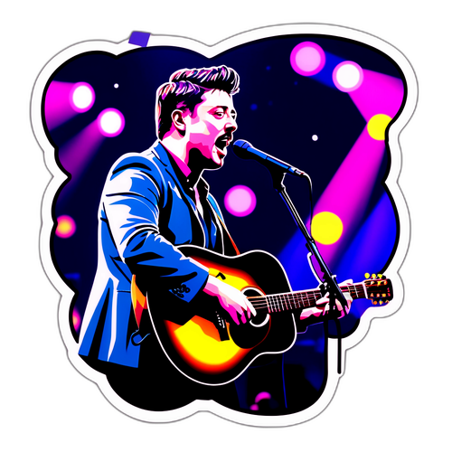 Rappresentazione artistica di Marcus Mumford sul palco