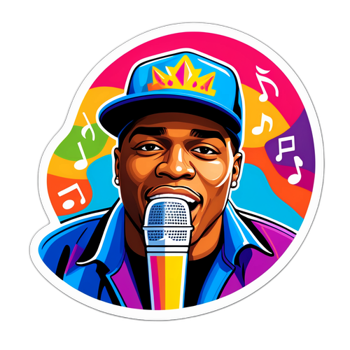 Sticker med Nellys ikoniskt hatt och mikrofon