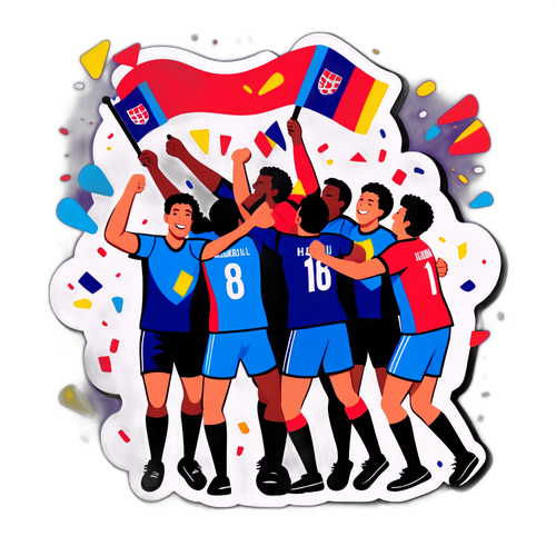 Håndboldhold fejrer sejr