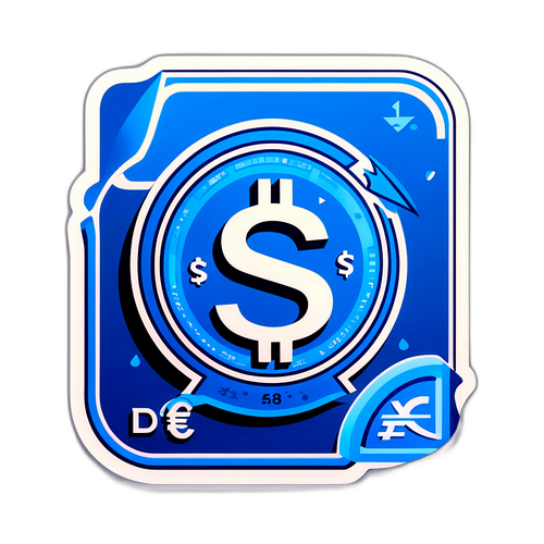Sticker con tasa de cambio del dólar azul
