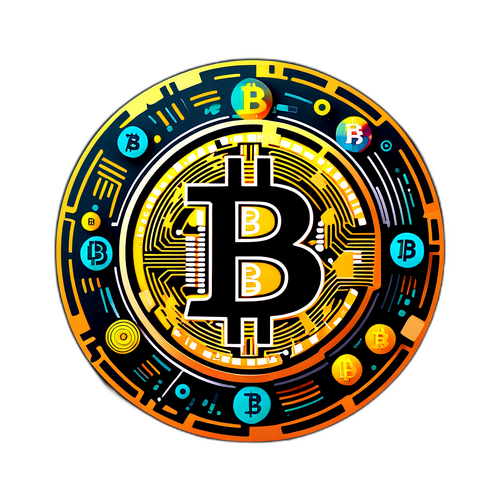 Bitcoin-Symbol mit futuristischen Grafiken