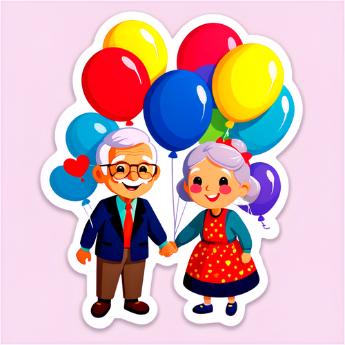 ¡Celebra el Amor Infinito! El Sticker que Honra a Nuestros Abuelos con Alegría y Color