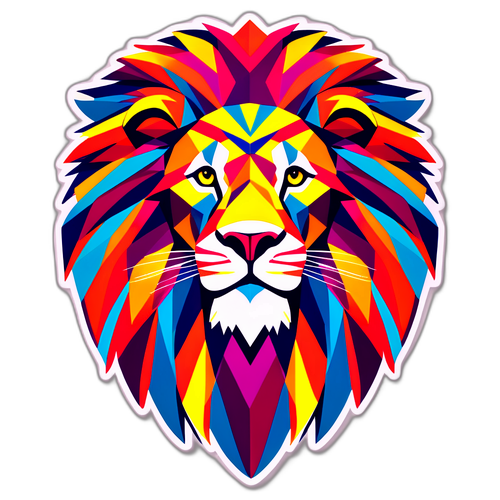 Majestic Lion Design with Geometric Patterns