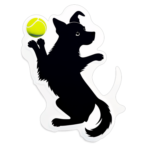 Masiglang Sulat ng Aso na may Bola ng Tennis