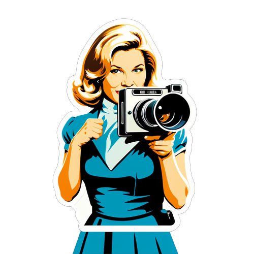Vintage Filmstijl Sticker met Dramatische Pose