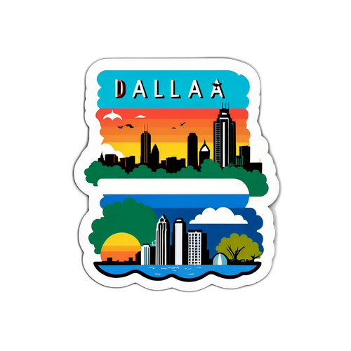 Стильная наклейка с изображениями Далласа и Оттавы