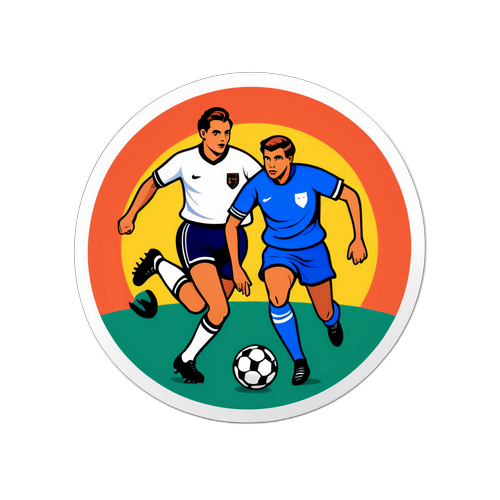 Stiker Pertandingan Sepak Bola Gaya Retro