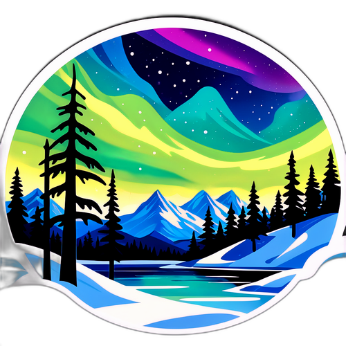 Nordlyset over snødekt landskap