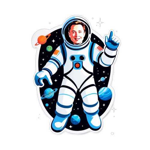 Sticker van Elon Musk als futuristische astronaut