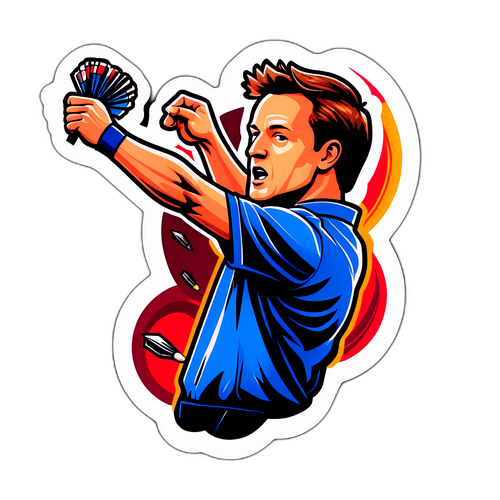 Aufkleber von Cameron Menzies mit Dartwurf