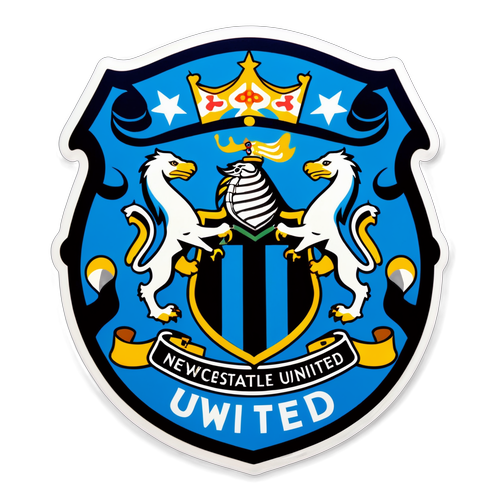 Stiker Spektakuler: Logo Newcastle United di Latar Belakang Penuh Warna!