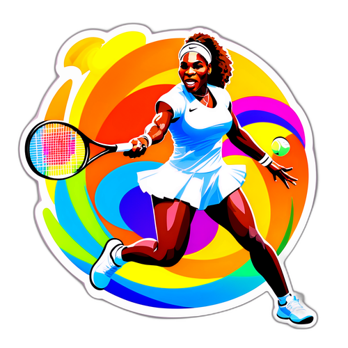 Un adhesivo de Serena Williams en acción