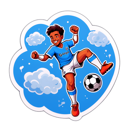 Muriqi Bulutlardan Yapılmış Bir Futbol Topunu Neşeyle Tekmeliyor