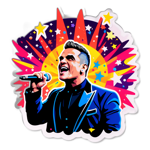 Autocollant de Robbie Williams sur scène