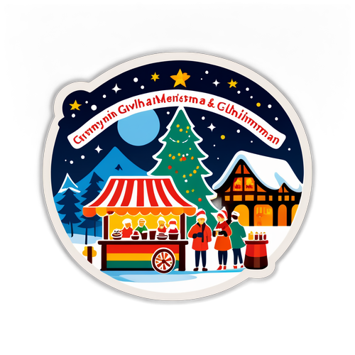 Sticker met een Kerstmarktatmosfeer uit Duitsland