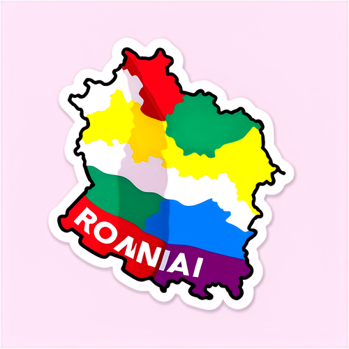 Sticker ilustrativ cu harta României: "Unitate în Diversitate!"