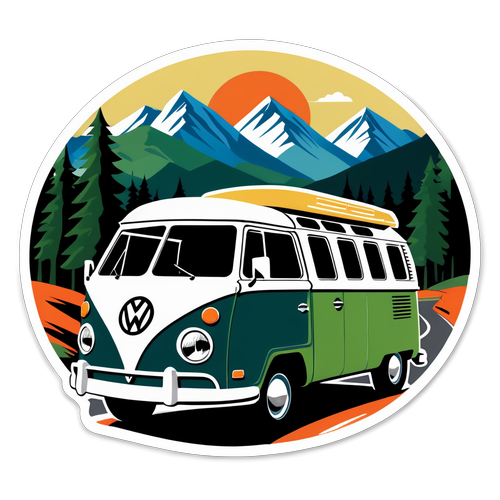 Classic Camper Van Travel Sticker