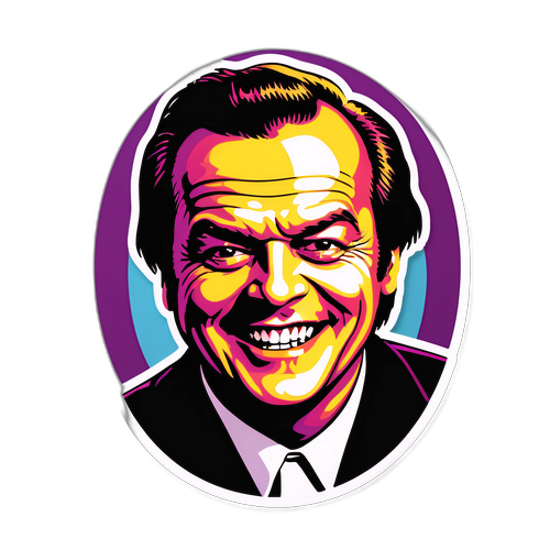 Design nálepky s portrétem Jacka Nicholsona v retro stylu