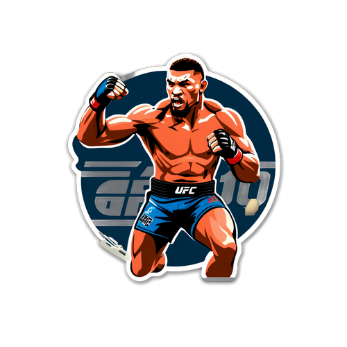 Disenyong Sticker ng Isang Dinamikong UFC Fighter sa Aksyon