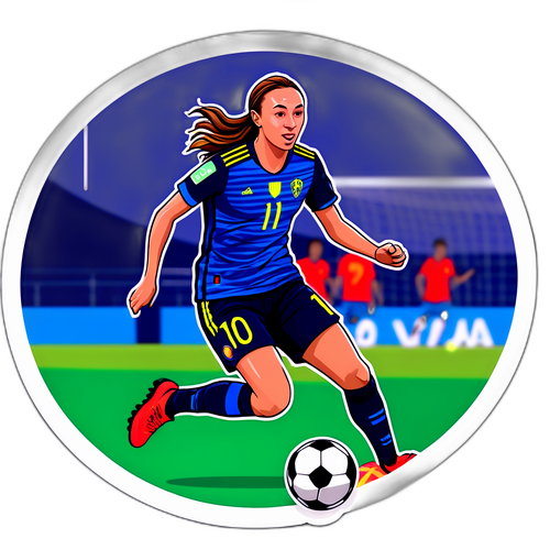 Färgstark sticker av Kosovare Asllani i aktion