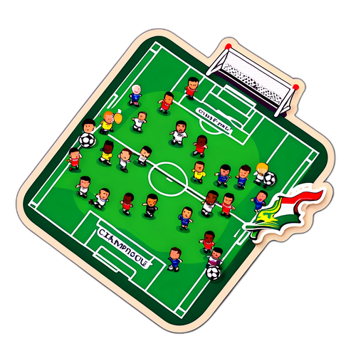 Fotballbane med miniatyrspillere fra Champions League