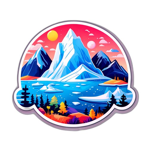 グリーンランドの自然をデフォルメした可愛いイラスト