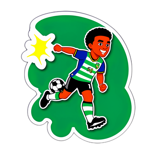 Un autocolant cu un jucător de fotbal amuzant