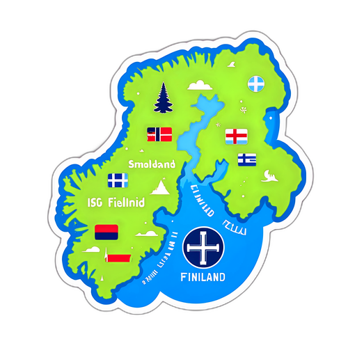Suunnittele tarra Suomen ja kulttuuristen symbolien kanssa