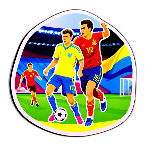Наклейка с матчем между Украиной и Испанией U20