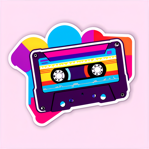 Retro Cassette Tape with Colorful Patterns