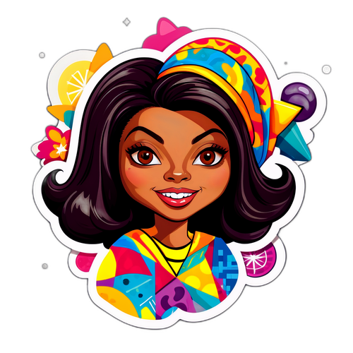 Autocollant Joyeux avec Caricature de Taraji