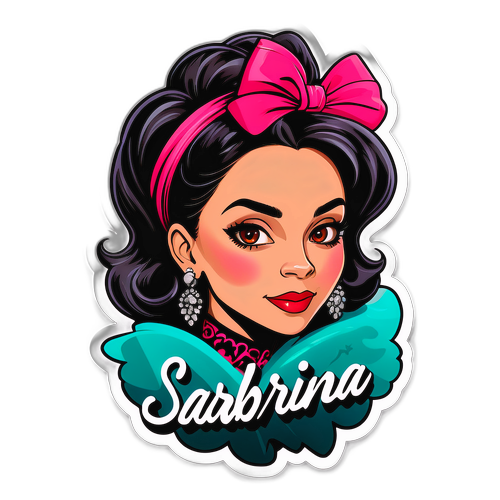 Sticker de Sabrina Rojas con nombre en tipografía artística y elementos de glamour