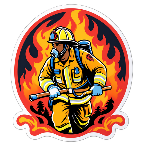 Heroic Firefighter Battling Flames