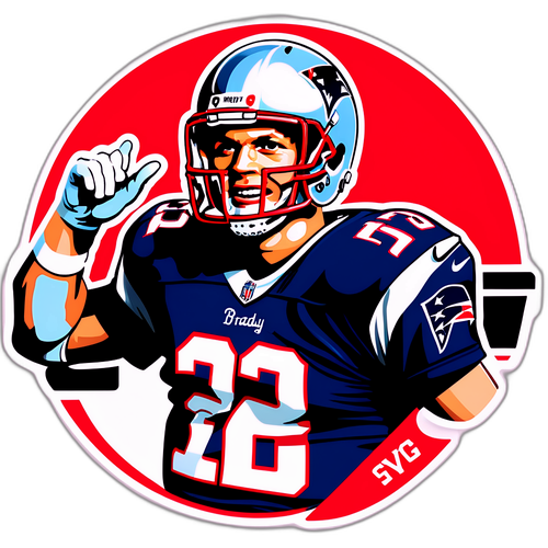 Retro-tema klistermärke av Tom Brady
