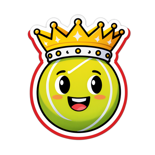 En söt illustration av en tennisboll med en krona